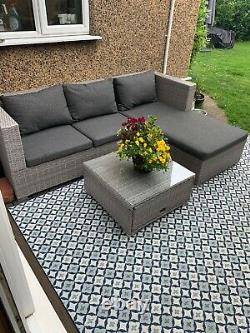 Rattan Garden Furniture 4 Seater Corner Sofa WithTable Lounge Outdoor Patio Set