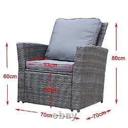 Rattan Garden Furniture 4 Seater Sofa Chair Patio Set Glass Coffee Table Grey