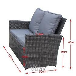 Rattan Garden Furniture 4 Seater Sofa Chair Patio Set Glass Coffee Table Grey