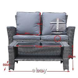 Rattan Garden Furniture 4 Seater Sofa Chair Patio Set Glass Coffee Table Grey