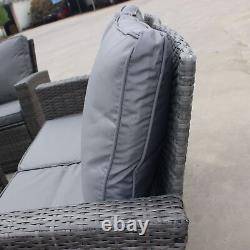 Rattan Garden Furniture 4 Seater Sofa Chair Patio Set Glass Coffee Table Grey