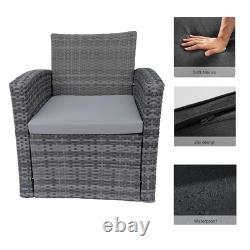 Rattan Garden Furniture 4 Seater Sofa Set Grey Outdoor Patio Lounge Coffee Table