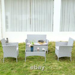 Rattan Garden Furniture 4Pieces Set Sofa Patio Outdoor Hotel Table Wicker Chair