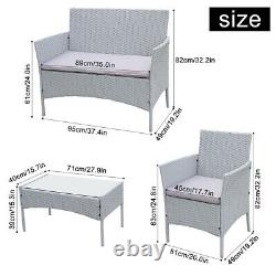 Rattan Garden Furniture 4Pieces Set Sofa Patio Outdoor Hotel Table Wicker Chair