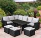 Rattan Garden Furniture 6 Piece Patio Set Table Chairs 9 Seater Dark, Brown, Grey