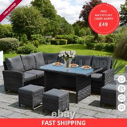 Rattan Garden Furniture 6 Piece Patio Set Table Chairs 9 Seater MIX Grey Brown