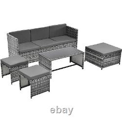 Rattan Garden Furniture 6 Seater Chairs Table Cushions Set Outdoor Patio NS