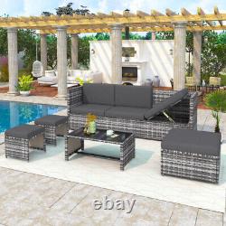 Rattan Garden Furniture 6 Seater Chairs Table Cushions Set Outdoor Patio PN