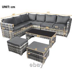 Rattan Garden Furniture 6 Seater Corner Sofa Table and Chair Outdoor Patio Set