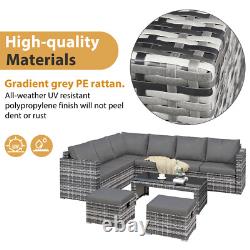 Rattan Garden Furniture 6 Seater Corner Sofa Table and Chair Outdoor Patio Set