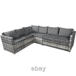 Rattan Garden Furniture 6 Seater Corner Sofa Table and Chair Outdoor Patio Set