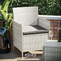 Rattan Garden Furniture Bistro Set 2 Seater Table Chair Outdoor Patio Grey