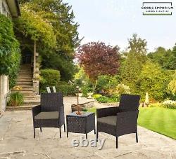 Rattan Garden Furniture Bistro Set Garden Patio 2 Seater Chairs Table Outdoor
