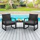 Rattan Garden Furniture Bistro Set Patio Outdoor Table And Chairs Armchair Black