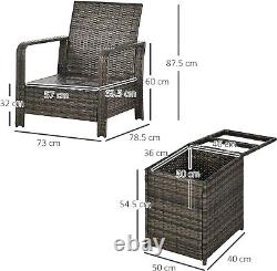 Rattan Garden Furniture Bistro Set Patio Outdoor Table and Chairs Armchair Grey