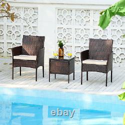 Rattan Garden Furniture Bistro Set Table&Chair Patio Outdoor Conservatory Wicker