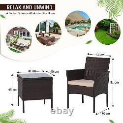 Rattan Garden Furniture Bistro Set Table&Chair Patio Outdoor Conservatory Wicker