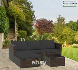 Rattan Garden Furniture Corner Lounger Sofa Set 4 Seat Seater Patio Conservatory