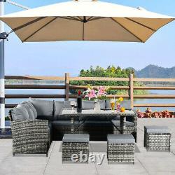 Rattan Garden Furniture Corner Sofa Dining Set Table Outdoor Patio 9 Seat Wicker