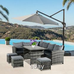 Rattan Garden Furniture Corner Sofa Dining Set Table Outdoor Patio 9 Seat Wicker