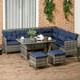 Rattan Garden Furniture Corner Sofa Set Glass Table Top Cushions Outdoor Patio
