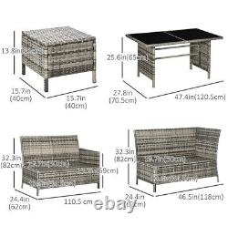 Rattan Garden Furniture Corner Sofa Set Glass Table Top Cushions Outdoor Patio