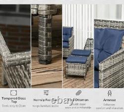 Rattan Garden Furniture Corner Sofa Set Glass Table Top Cushions Outdoor Patio