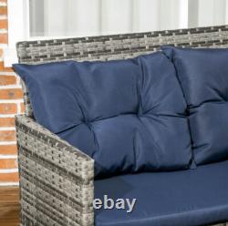 Rattan Garden Furniture Corner Sofa Set Glass Table Top Cushions Outdoor Patio
