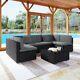 Rattan Garden Furniture Corner Sofa Set Grey Outdoor Patio Dining Set Grey