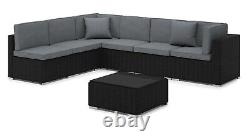 Rattan Garden Furniture Corner Sofa Set Grey Outdoor Patio Dining Set Grey