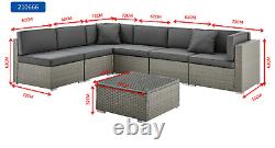 Rattan Garden Furniture Corner Sofa Set Grey Outdoor Patio Dining Set Grey