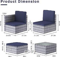 Rattan Garden Furniture Corner Sofa Set Lounger Table In/outdoor Patio