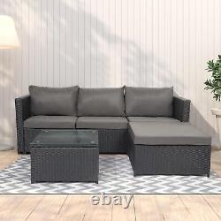 Rattan Garden Furniture Corner Sofa Set Lounger Table Outdoor Patio Conservatory