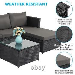 Rattan Garden Furniture Corner Sofa Set Lounger Table Outdoor Patio Conservatory