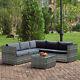 Rattan Garden Furniture Corner Sofa Set Outdoor Patio L-shaped Lounge W Cushions