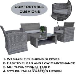 Rattan Garden Furniture Corner Sofa Set Table Outdoor Patio Wicker Lounge Set