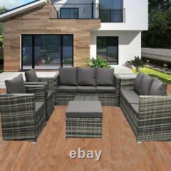 Rattan Garden Furniture Corner Sofa Set with 9 Seaters & Table for Outdoor Patio