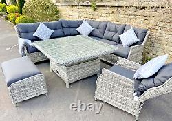 Rattan Garden Furniture Corner Sofa outdoor patio Lounge Chair Dining Table Set