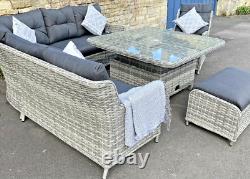 Rattan Garden Furniture Corner Sofa outdoor patio Lounge Chair Dining Table Set