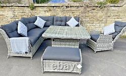 Rattan Garden Furniture Corner Sofa outdoor patio Lounge Chair Dining Table Set