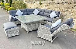 Rattan Garden Furniture Corner Sofa outdoor patio Lounge Chair Dining Table Set