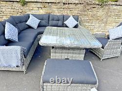 Rattan Garden Furniture Corner Sofa outdoor patio Lounge Chair Dining Table Set