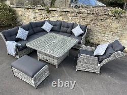 Rattan Garden Furniture Corner Sofa outdoor patio Lounge Chair Dining Table Set