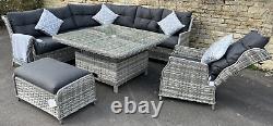 Rattan Garden Furniture Corner Sofa outdoor patio Lounge Chair Dining Table Set