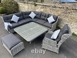 Rattan Garden Furniture Corner Sofa outdoor patio Lounge Chair Dining Table Set