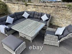 Rattan Garden Furniture Corner Sofa outdoor patio Lounge Chair Dining Table Set