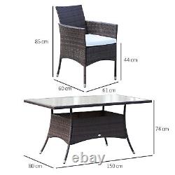 Rattan Garden Furniture Dining Set 6-seater Patio Rectangular Table Cube Chairs