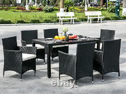 Rattan Garden Furniture Dining Table And 6 Chairs Dining Set Outdoor Patio