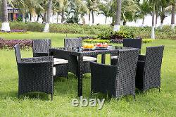 Rattan Garden Furniture Dining Table And 6 Chairs Dining Set Outdoor Patio