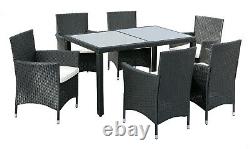 Rattan Garden Furniture Dining Table And 6 Chairs Dining Set Outdoor Patio